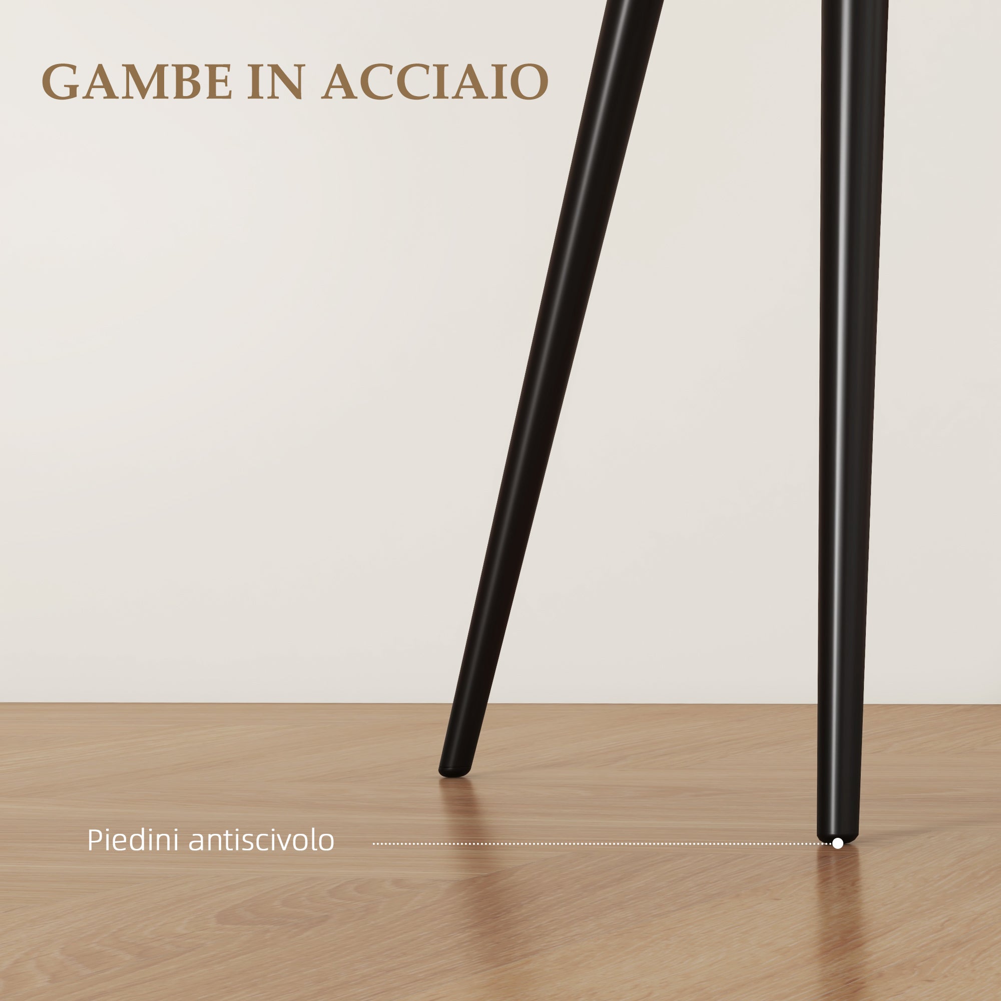 HOMCOM Set 2 Sedie da Pranzo Nordiche Imbottite con Braccioli Ricurvi in Tessuto Effetto Velluto, 54x57x80 cm, Crema - 6