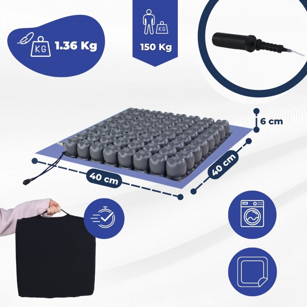 Cuscino Da Seduta Ortopedico Gonfiabile - Per Sollievo Da Sciatica, Mal Di Schiena E Postura, Grigio - Foto 4