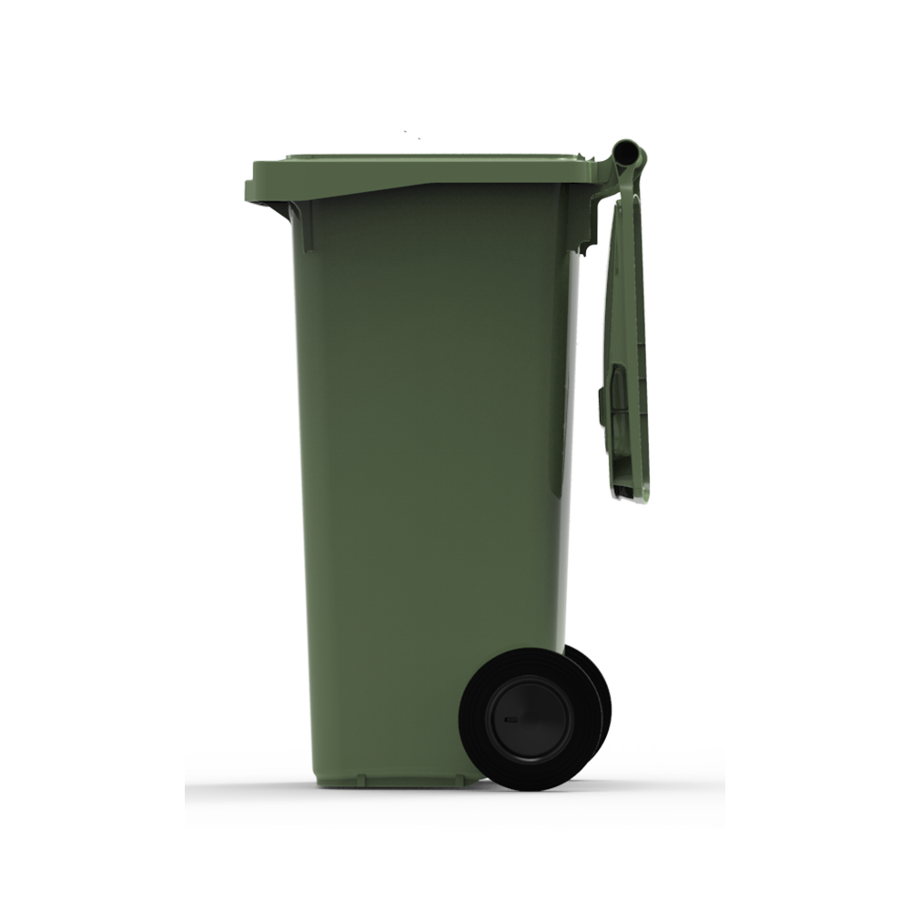 ESE France Conteneur Poubelle à déchets 2 roues - 120L - Robuste et Économique - 100% Recyclé - Vert - Fabriqué en France - 3