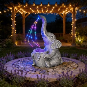 Umikk Decorazione a forma di elefante con lanterna solare, statuetta da giardino, 25,5 cm, con luce solare, decorazione per giardino, resistente alle intemperie, regalo per donne, madri, moglie