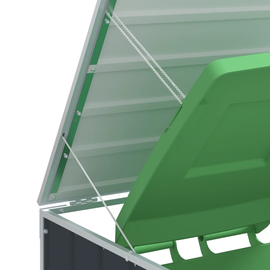 Rangement à roulettes pour poubelles pour trois bacs acier vidaXL - 8