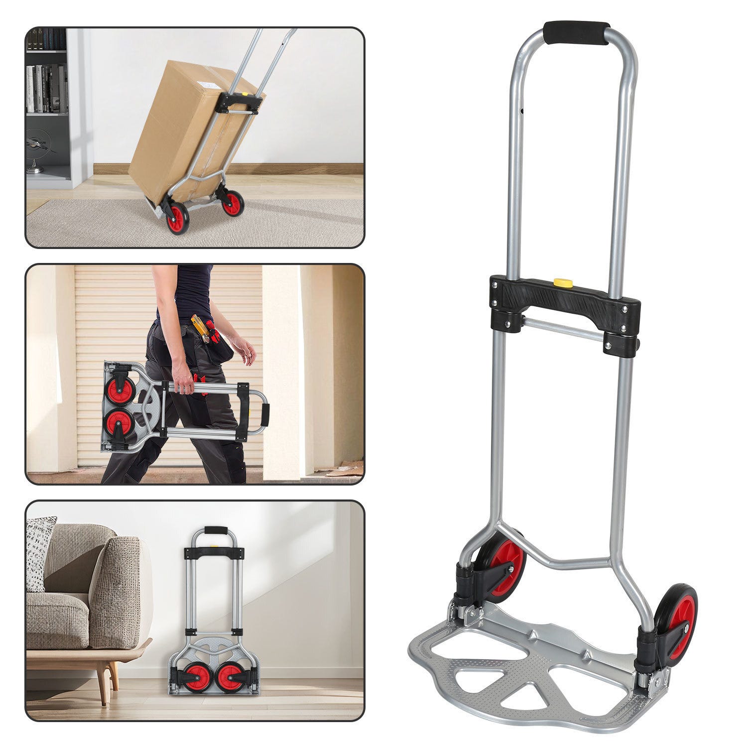 Diable Pliable 2 Roues en Acier ,Chariot d’Escalier avec Poignée ...