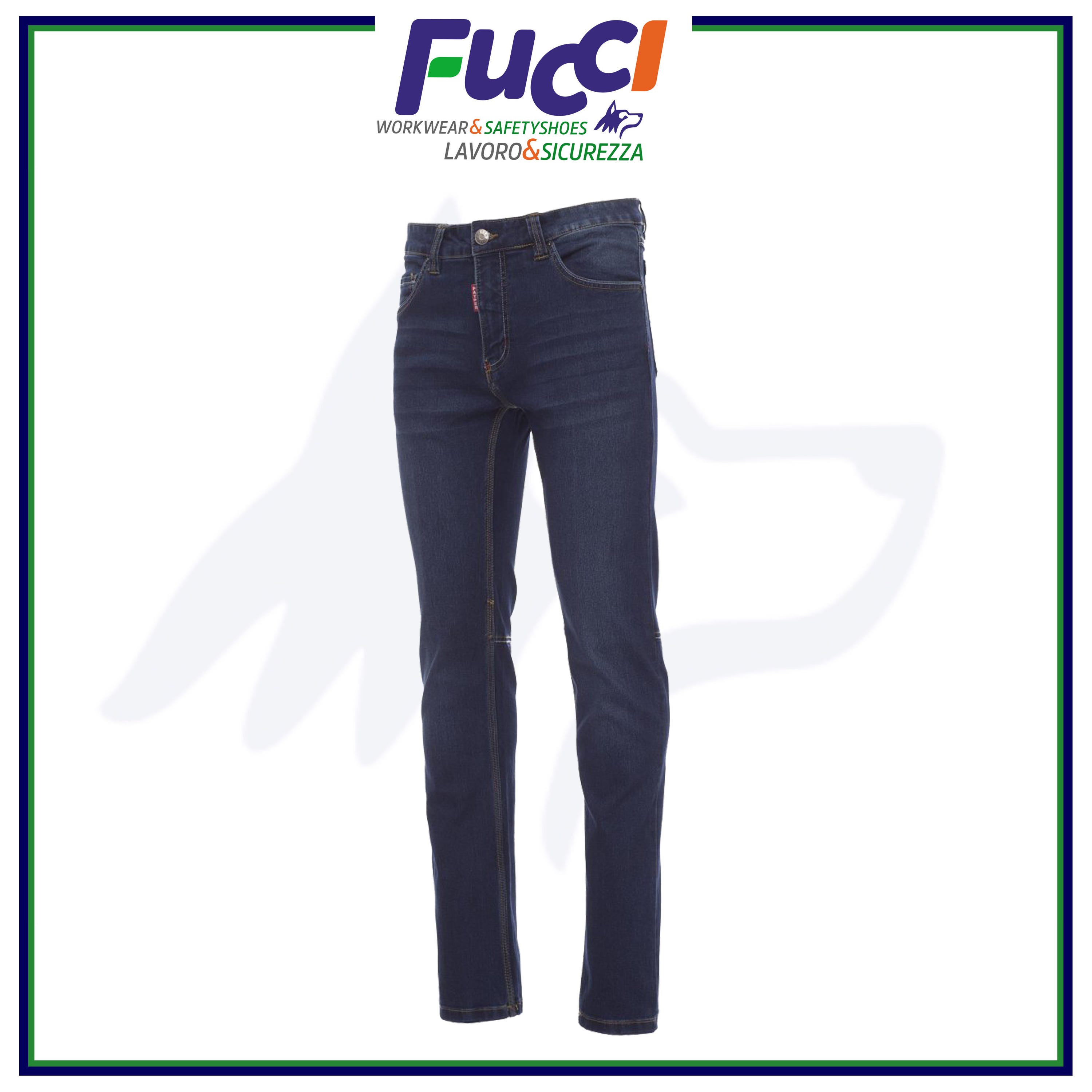 Pantaloni da Lavoro Jeans Uomo Blu Denim Elasticizzati Multitasche