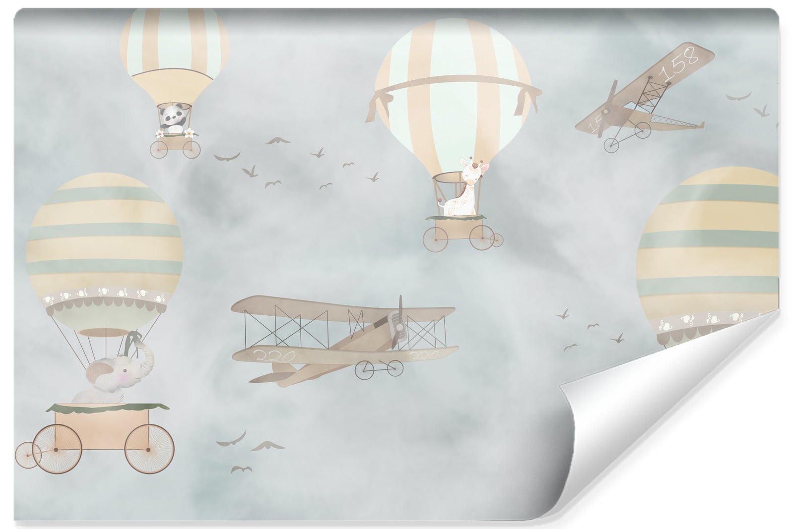 Vlieseline papel pintado foto para habitación infantil pelotas animales aviones 520cm x 318cm