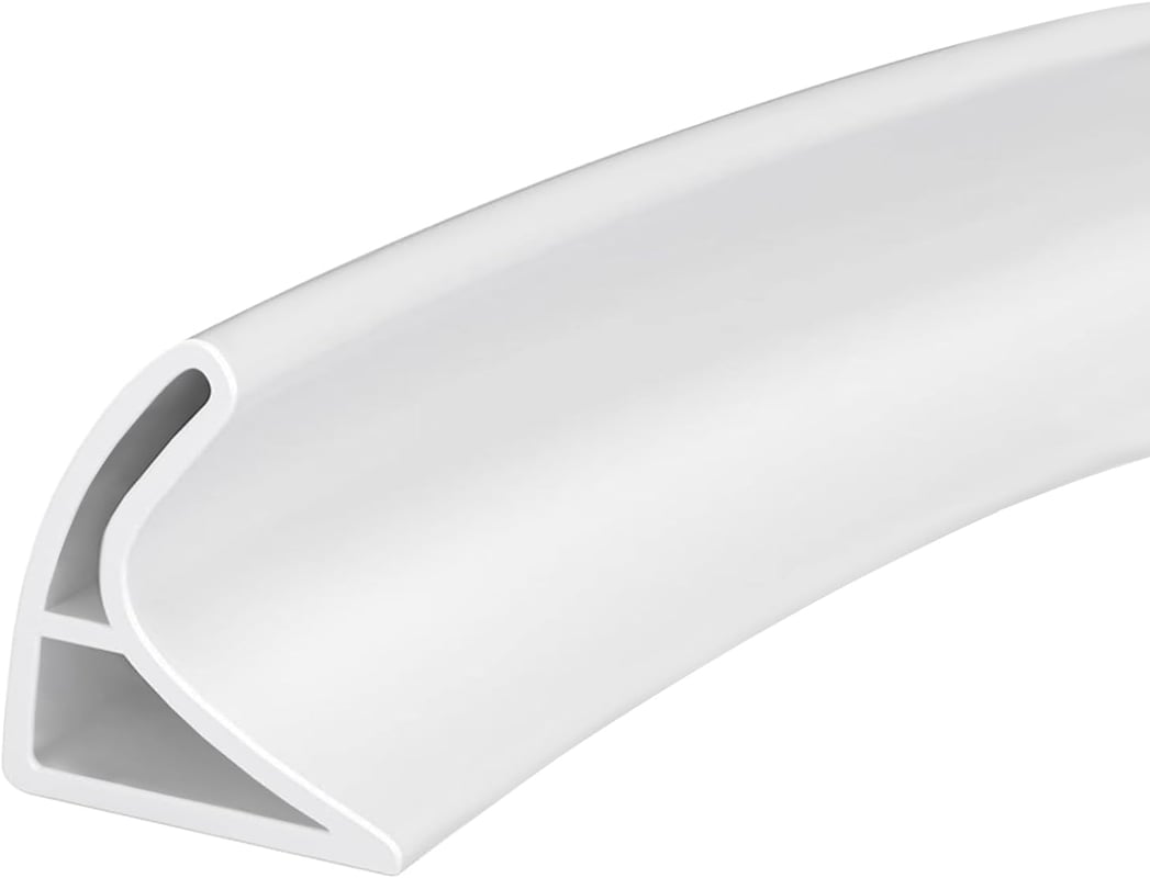 Zakrzywiony próg prysznicowy – do podłóg, łazienek, wanien, kuchni – biały – 3 cm x 4,5 cm x 200 cm
