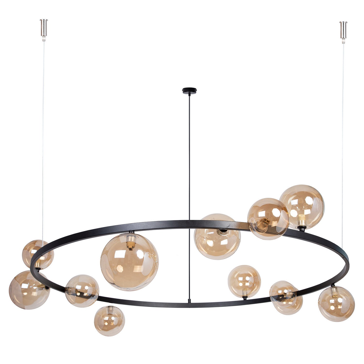 Lampa wisząca Bolero czarno-bursztynowy 12xG9x12W wym: 150 x 126 x 126 cm metal SIGMA
