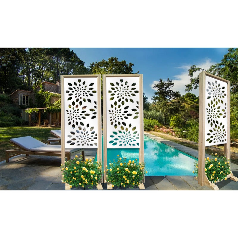 FAJERWERKI - Separè - Wolnostojący ekran modułowy - 70x190 cm - Wykonany z drewna i PVC, kolor wewnętrzny BIAŁY