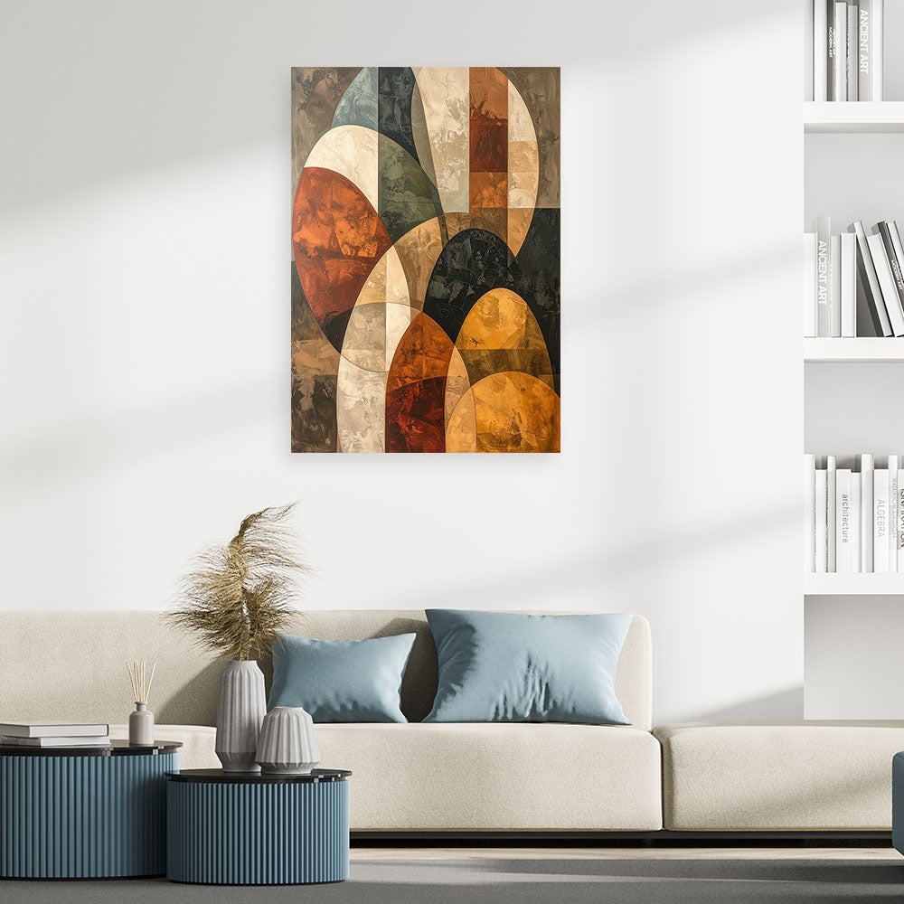 Obraz do salonu sypialni biura loftu, Abstrakcja geometryczna w beżowo brązowych kolorach 80x120 - 2