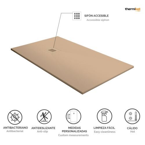 Piatto Doccia in Resina - Larghezza 80 - Moka Ral-1019 - 80x90 cm - 4