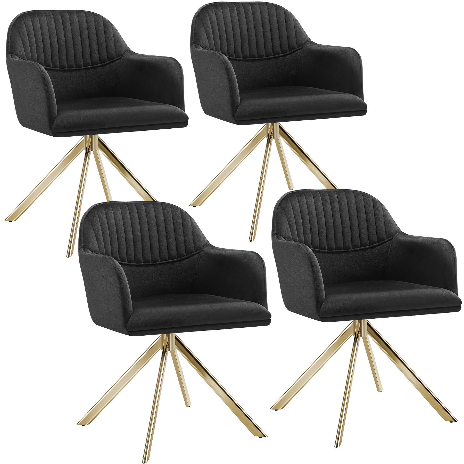 Chaise Pivotante Velours TecTake - Design Scandinave - Pieds Acier - Pour Salon/Salle à Manger - Confort Rembourré