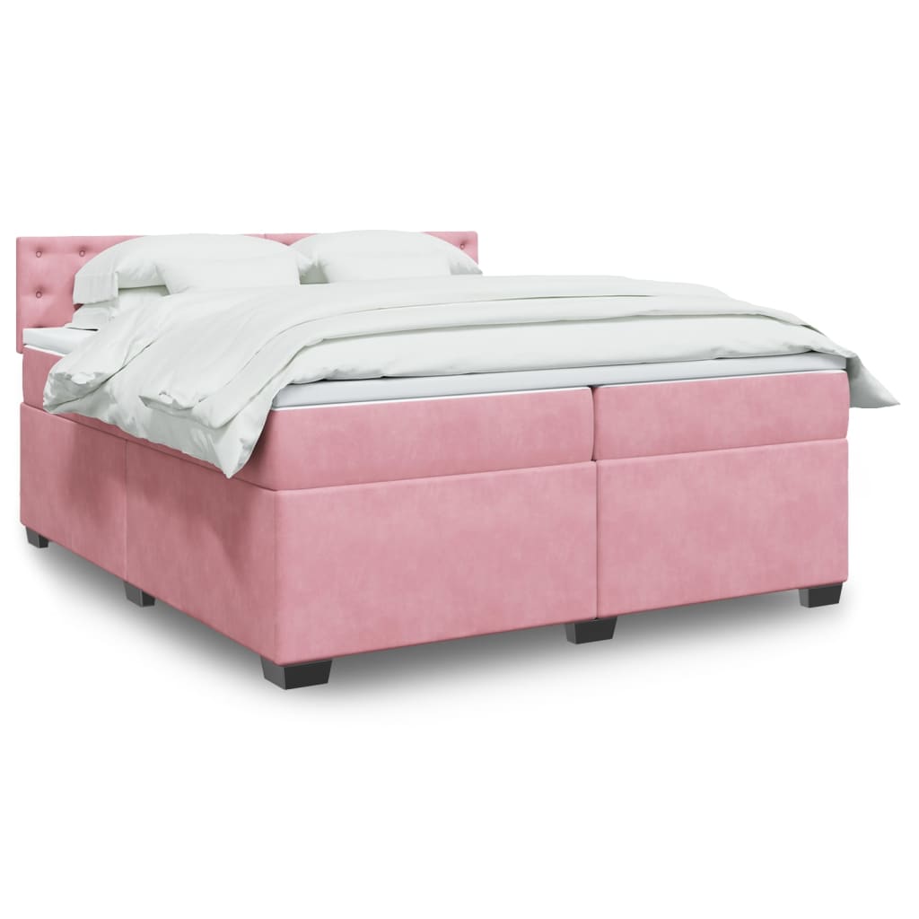 Moderne sommier à lattes de lit avec matelas - 2 personnes - rose 160x220 cm velours cc42475