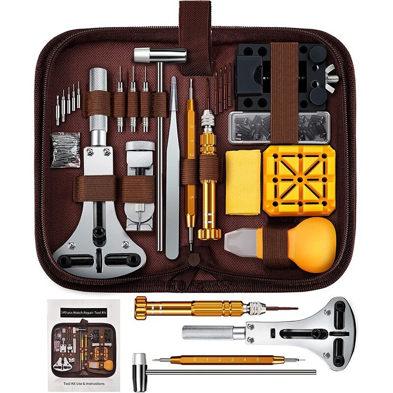 Kit De Réparation Montre Avec Presse-boîtier – 12 Moules, 54 Goupilles – Outils Pour Changement Pile, Bracelet, Boîtier Outil Professionnel Montre