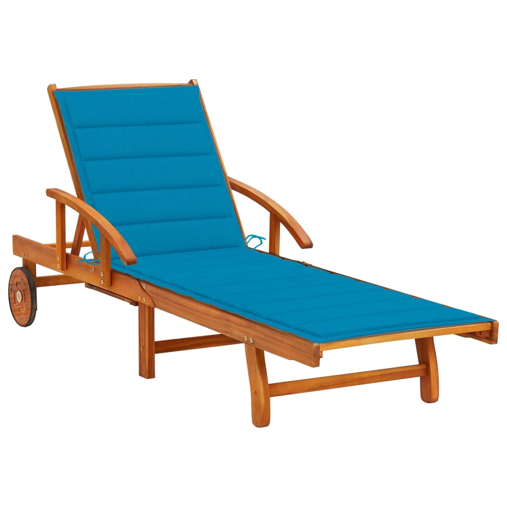 Chaise longue de jardin avec coussin en bois d'acacia massif – ComfortXL - 2