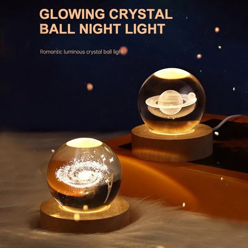 Veilleuse créative : boule de cristal galaxie/lune gravée au laser en ...