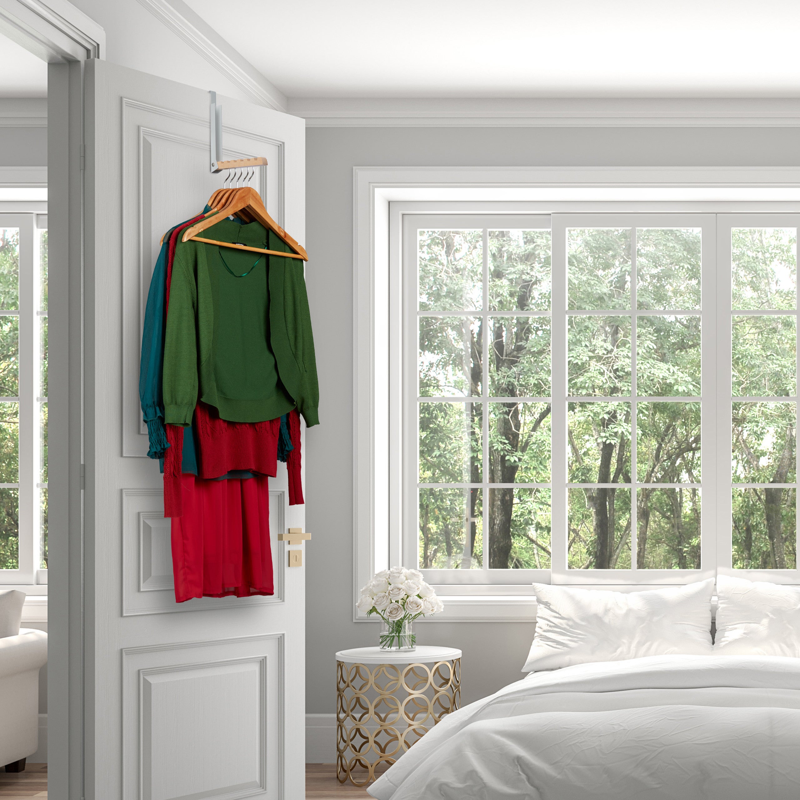 Set 10 Colgadores Plegables para Puerta, Gancho con Ranuras