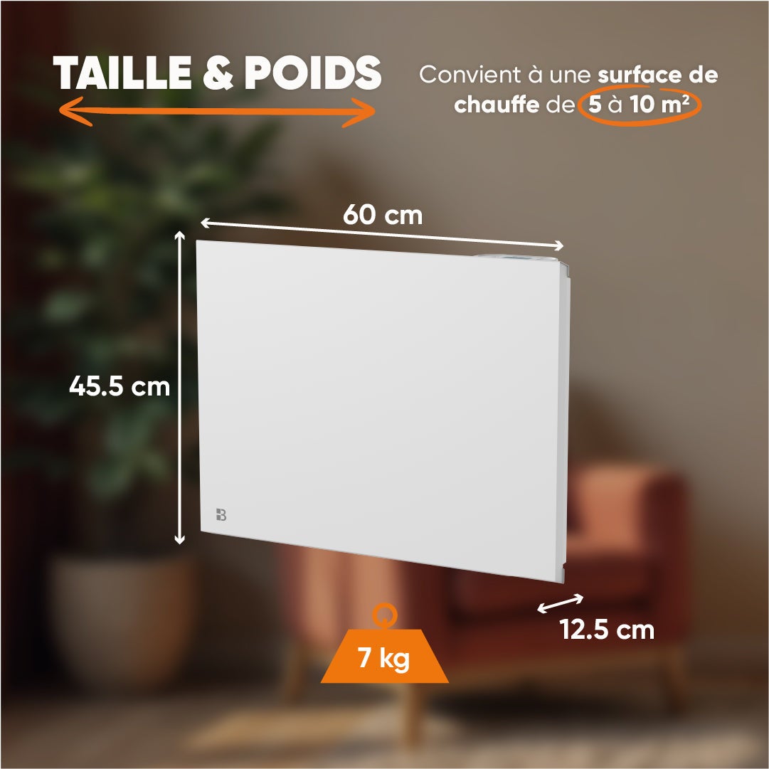 Radiateur électrique fixe connecté WIFI à inertie sèche céramique 1000W Bestherm NESSA CONNECT horizontal blanc - 6