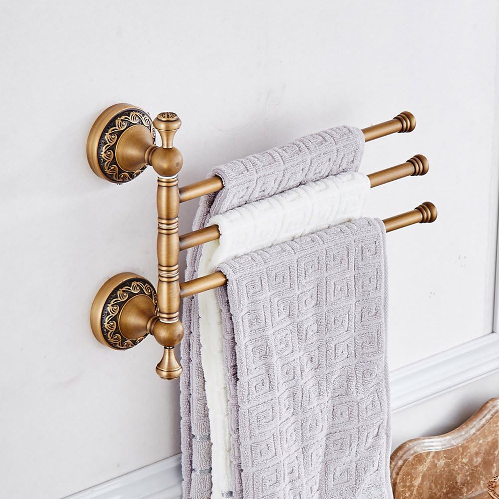 Porte-Serviettes Rétro en Laiton - Modèle à 3 Bras, Élégant et Pratique pour Salle de Bain - 3