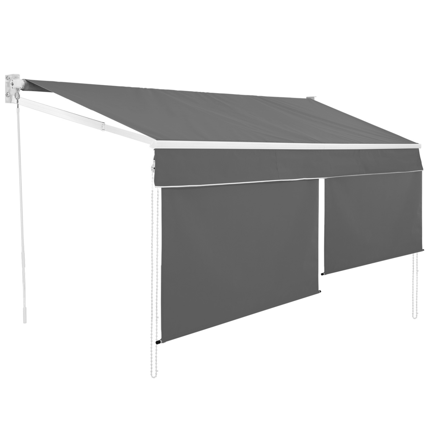 Store banne manuel 4x3 M gris anthracite lambrequin H.1,50 M - 2