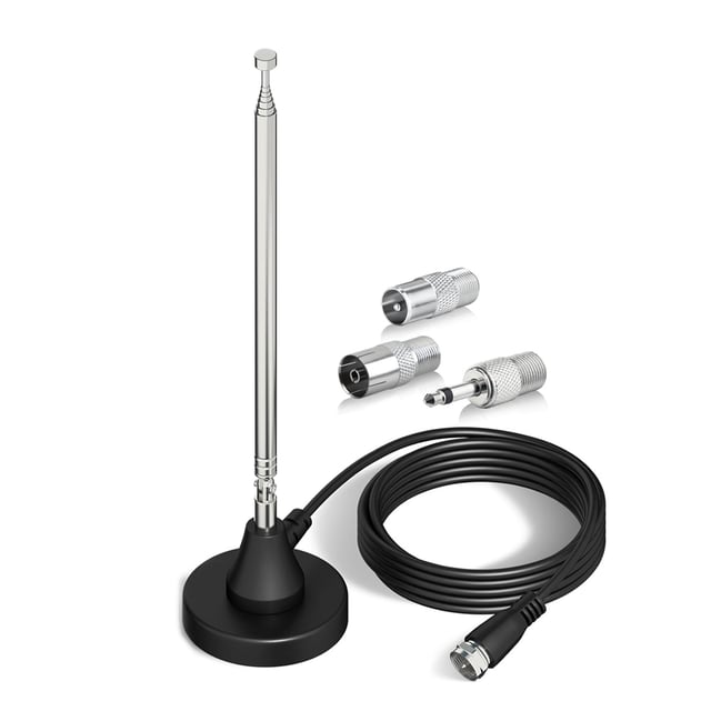 Antenne Radio Dab FM Maison Télescopique Antenne Numérique 79CM Intérieure avec Base Magnétique Câble de 3m pour Chaine HiFi Tuner FM Poste Radio