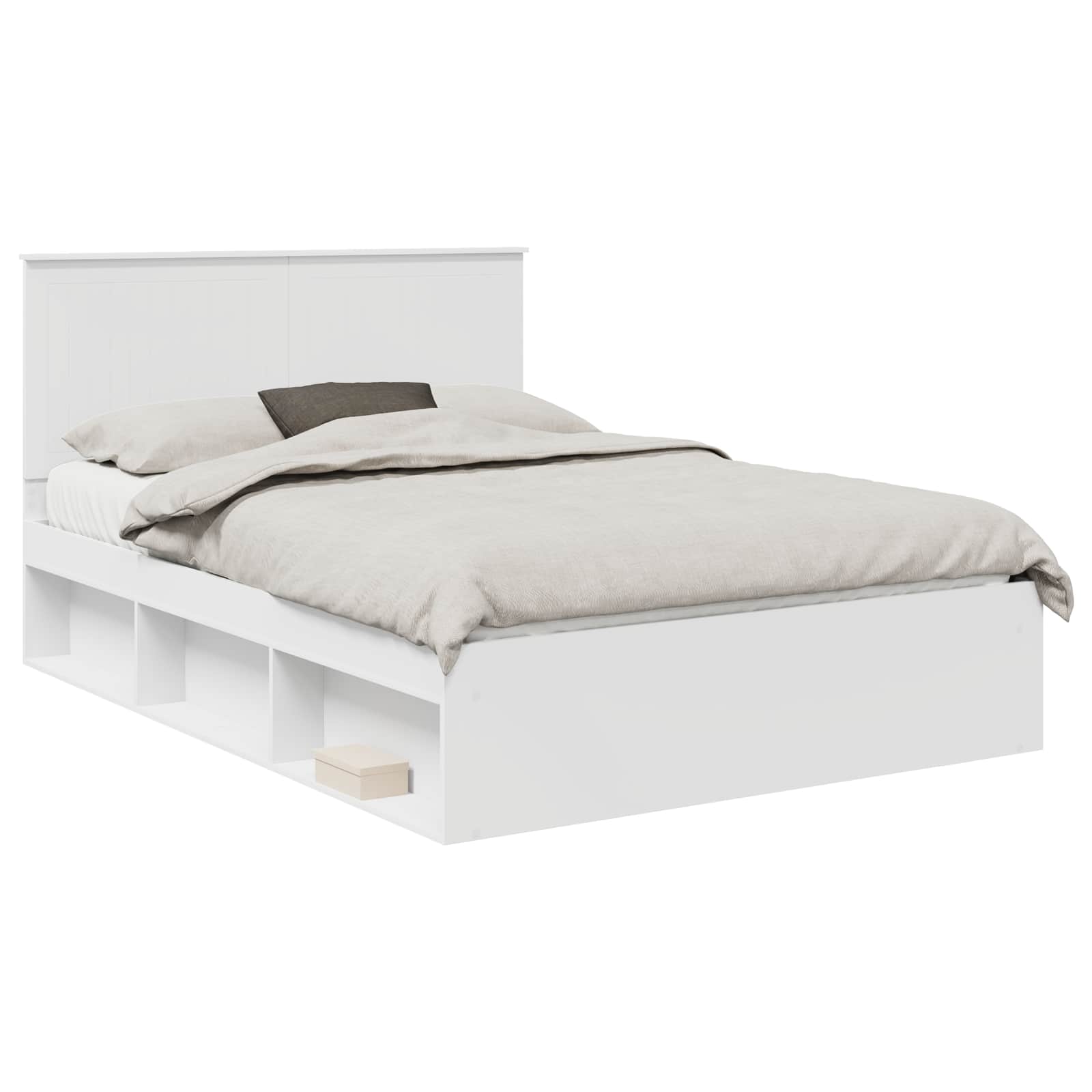 Cadre de lit blanc 140 x 200 cm bois de pin massif - 2