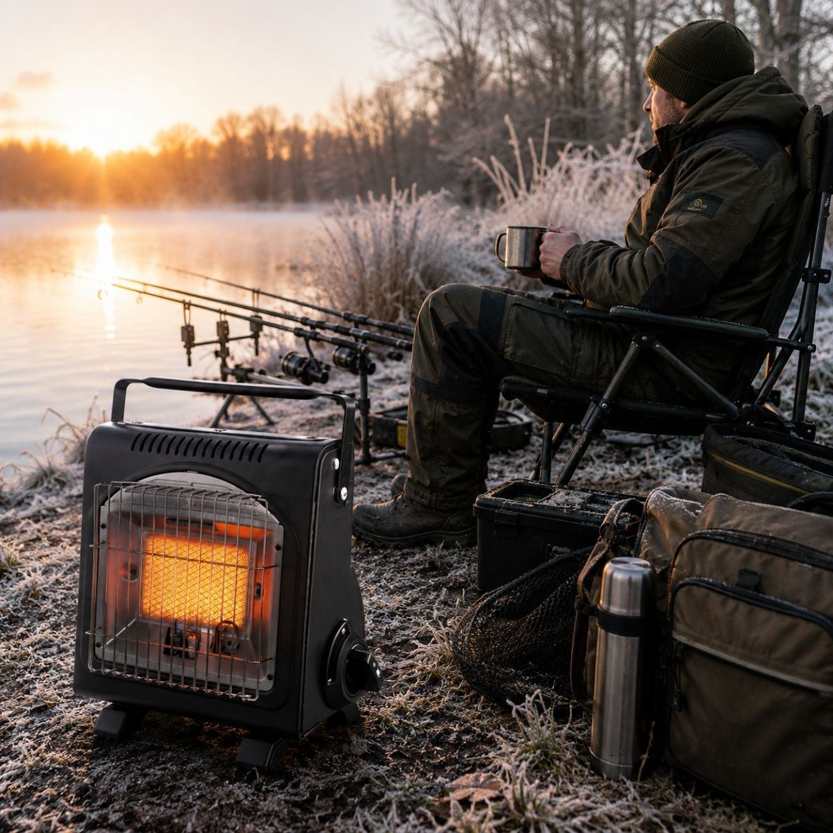 Aquecedor a gás portátil 1700W + 12 cartuchos de gás Acendimento piezoelétrico Camping Pesca INTEC - 5