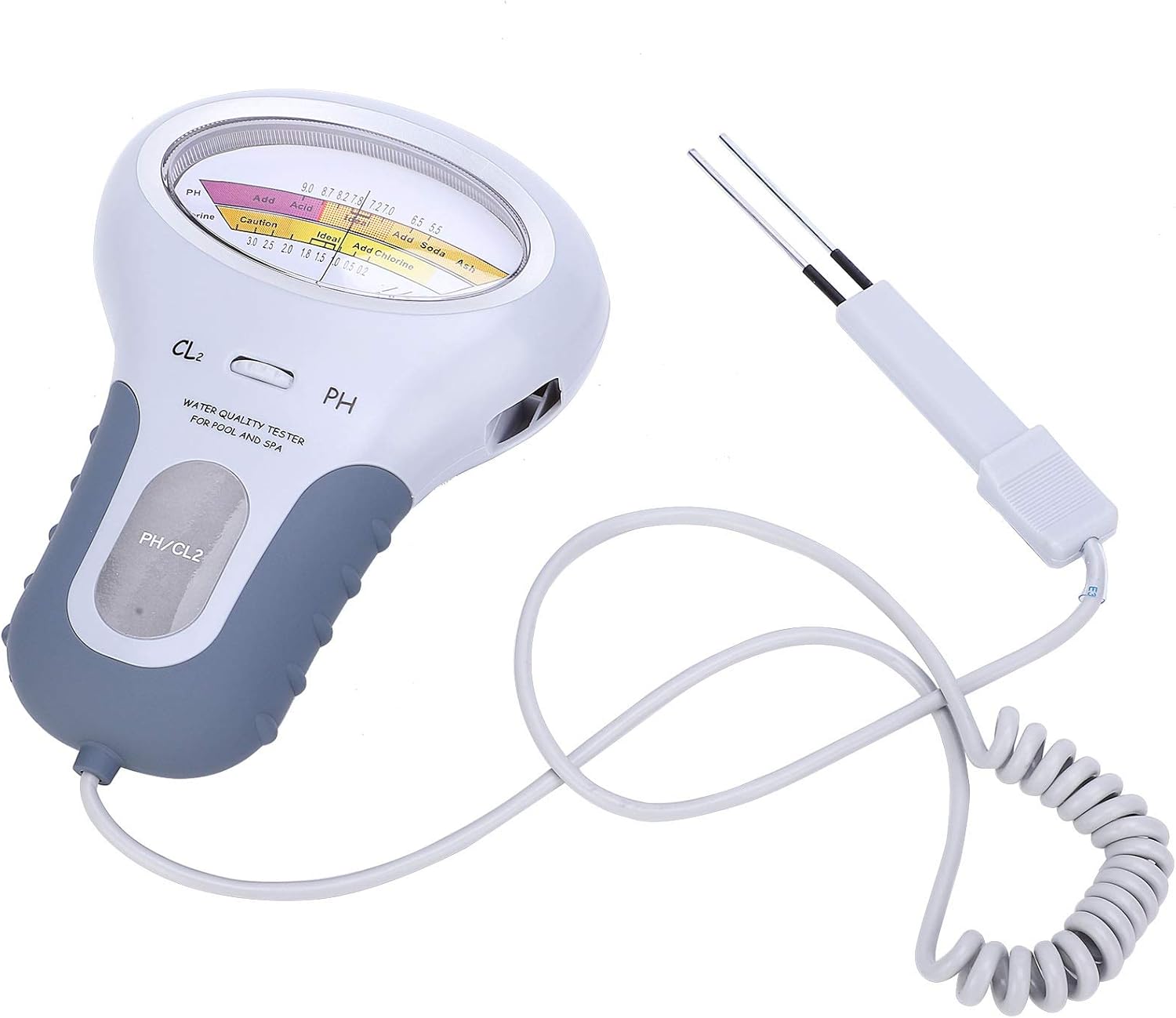 Tester jakości wody, przenośny tester 2 w 1 chloru i pH z sondą, dokładny i szybki pomiar do basenu lub spa