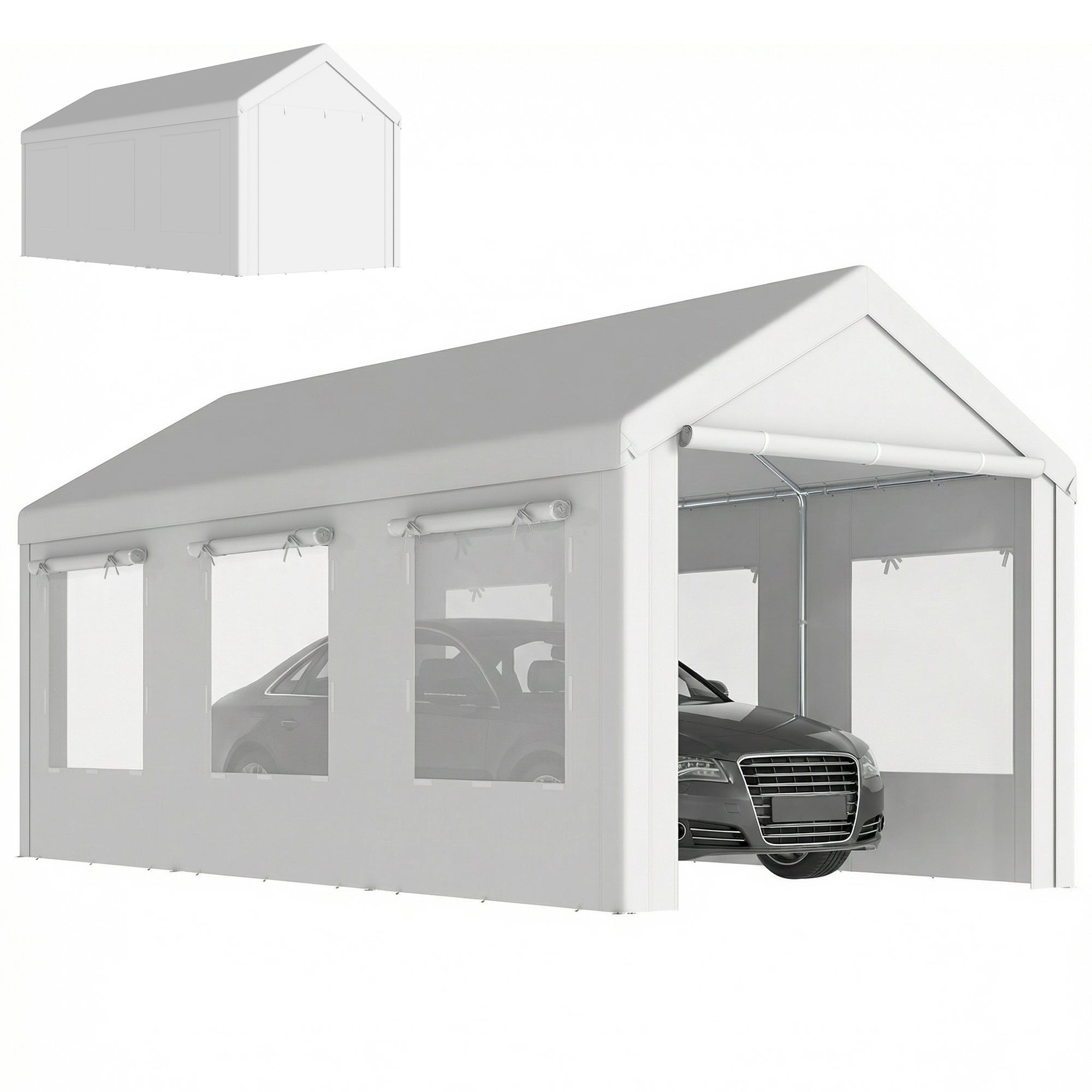 Garage extérieur 3 x 6 m, étanche, structure robuste en acier galvanisé ...