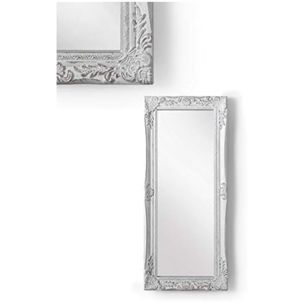 CULER Specchio Da Parete Rettangolare In Legno Bianco 50x76 Cm - Per Bagno, Soggiorno E Camera