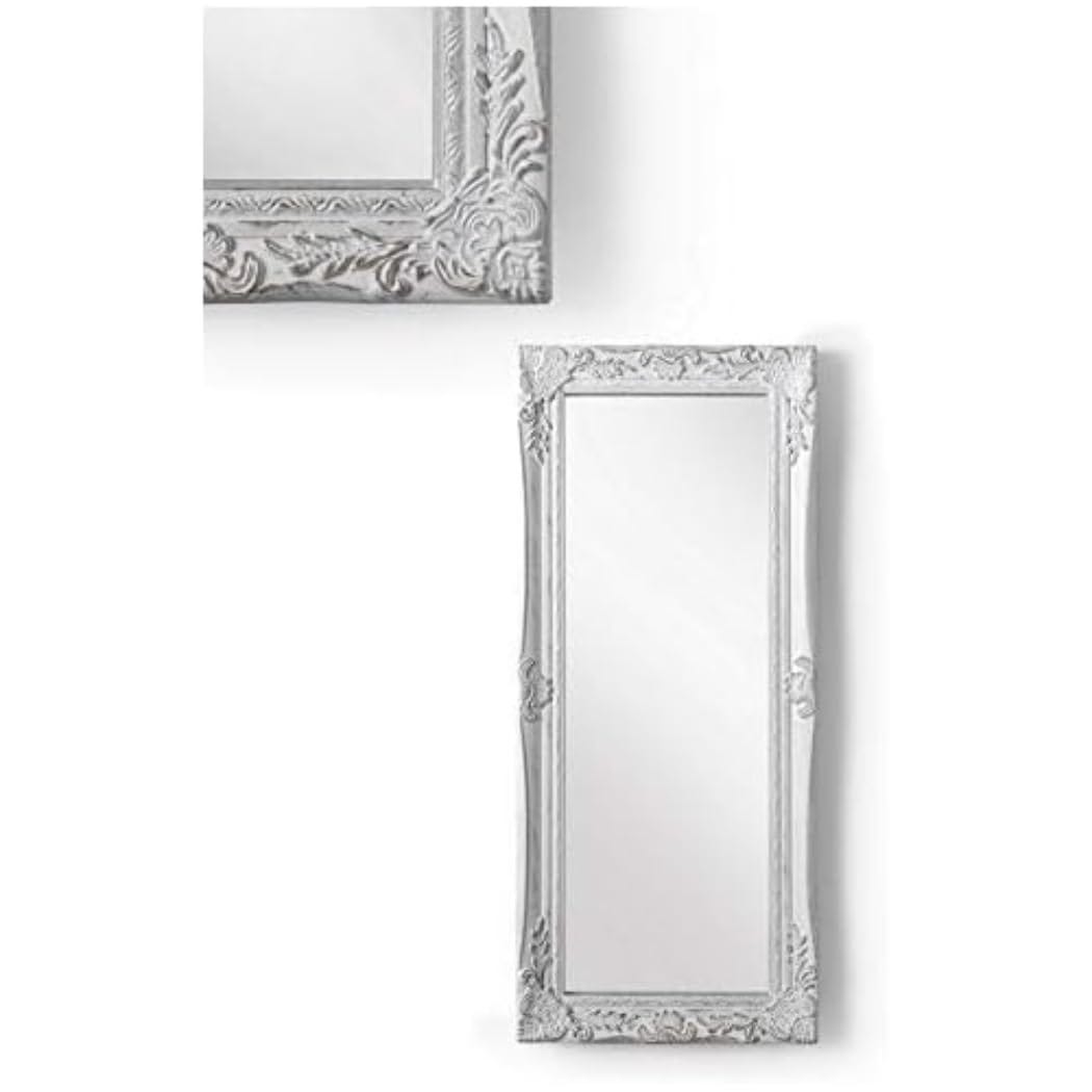 CULER Specchio Da Parete Rettangolare In Legno Bianco 50x76 Cm - Per Bagno, Soggiorno E Camera