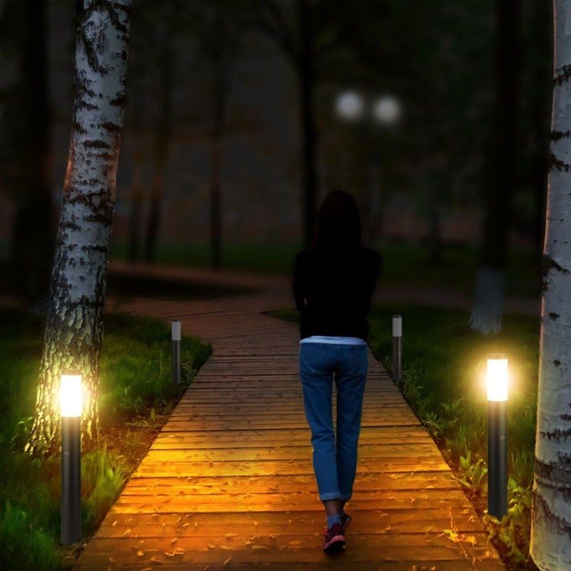 Piantana LED da Giardino 80cm con Portalampada E27 e Sensore di movimento (max 60W) in Acciaio Inossidabile IP44 Colore Grigio - 4
