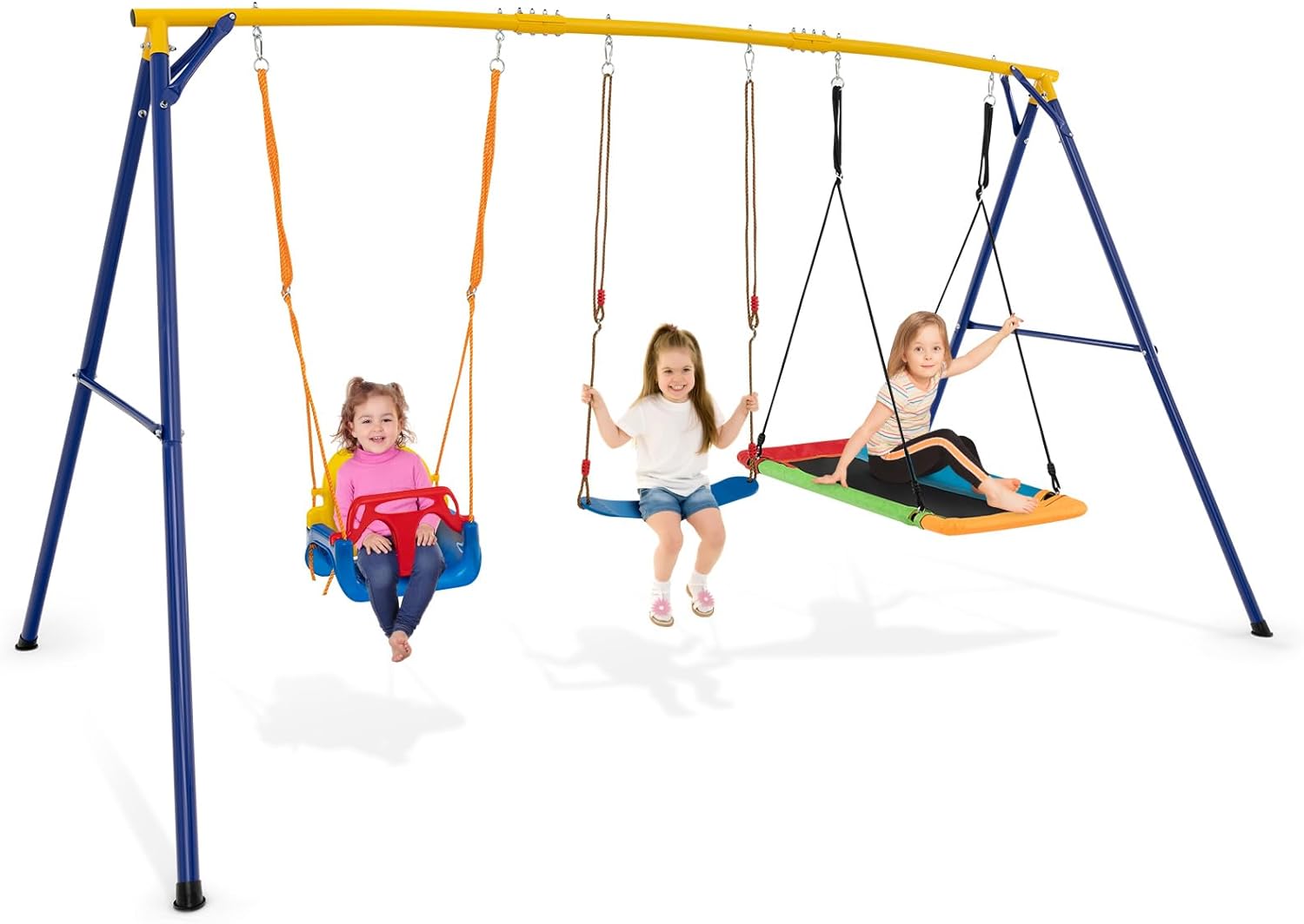 Ensemble Balançoire Enfant Plastique Robuste – Siège Réglable, Corde Solide 200 Kg Max, Intérieur/Extérieur