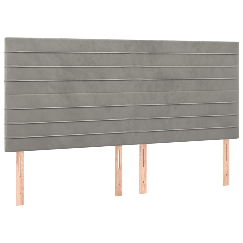 Cadre de lit sans matelas en velours gris clair pour la chambre, 140 × 200 cm - 8