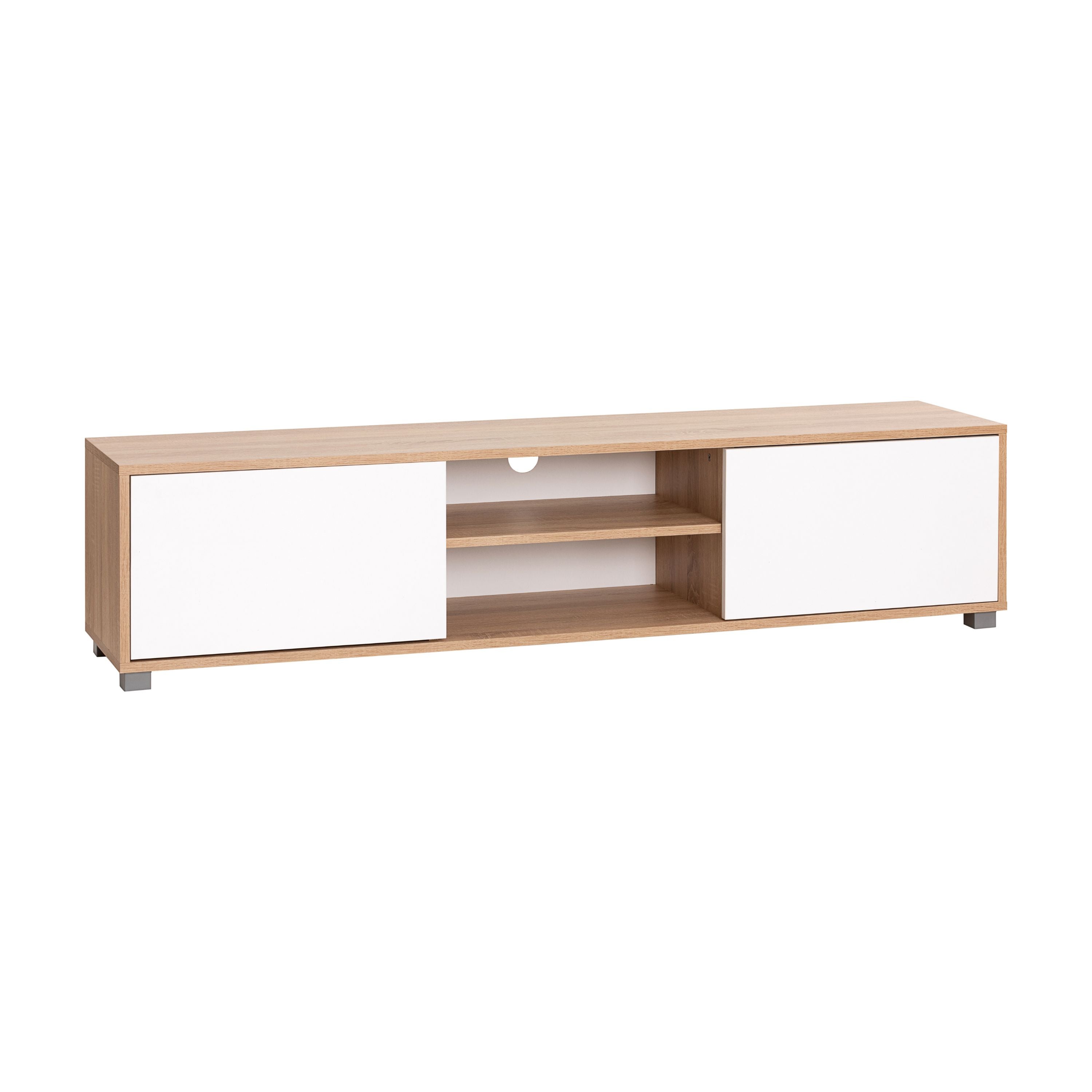 Mueble de TV Sonoma de contrachapado gris 140x35x40 cm | Leroy Merlin