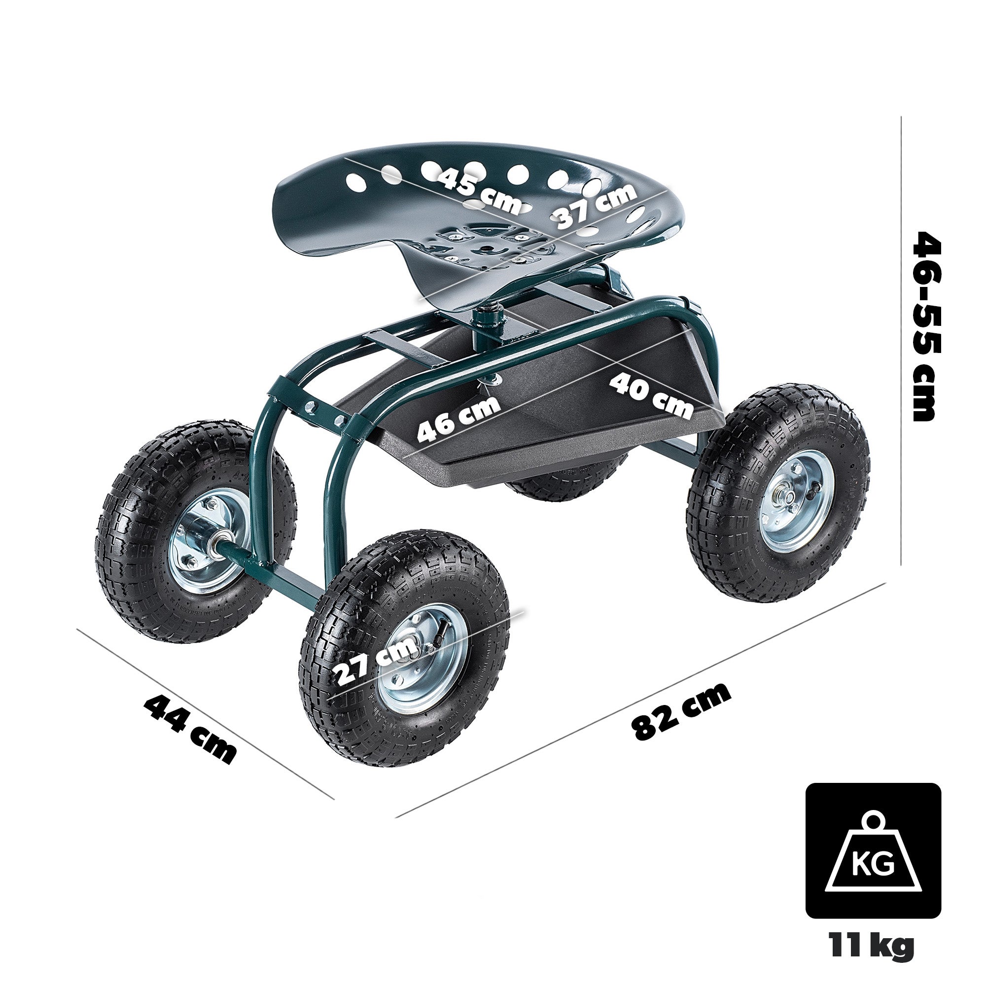 KRZESŁO OGRODOWE NA KÓŁKACH SIEDZISKO STOŁEK OGRODU SCHOWEK NARZĘDZIA 2w1 - 2