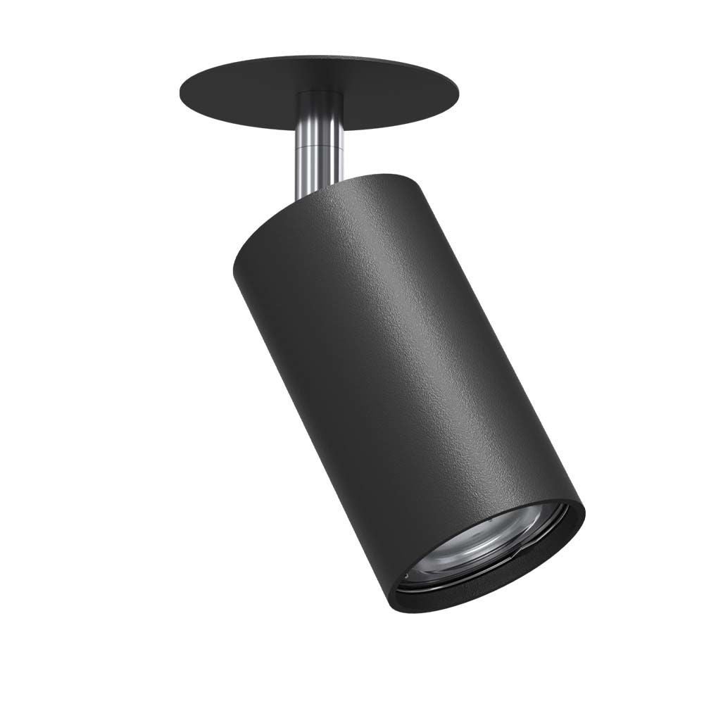 Oprawa sufitowa wpuszczana podtynkowa Ace czarna-chromowana 1xGU10x10W okrągła ruchoma IP20 wym: 14,5 x 7,5 x 7,5 cm metal Brosline