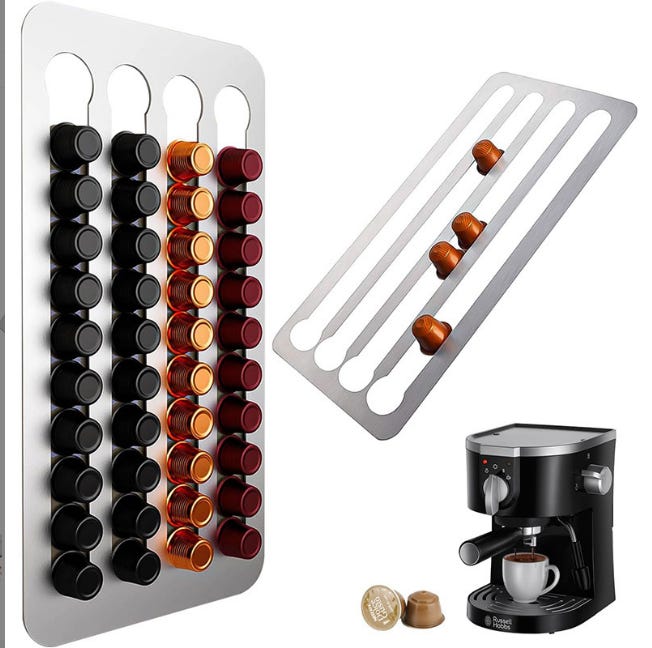 OUTILE Distributeur Porte Dosettes Café 20 Capsules Inox - Support Nespresso Stable Et Pratique