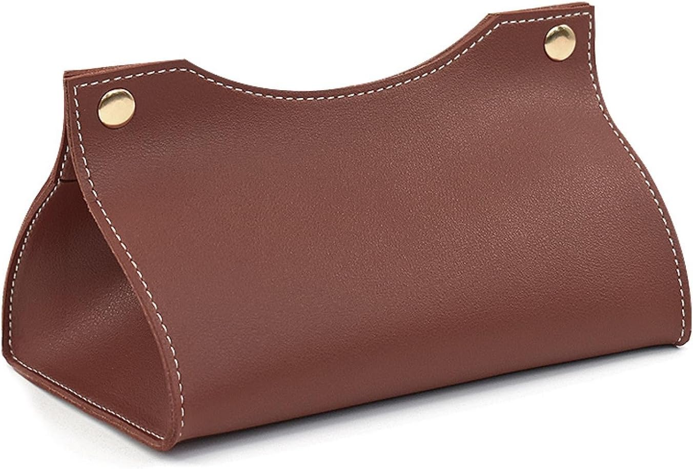 Skórzane pudełko na chusteczki, dozownik chusteczek, uchwyt na serwetki, składane pudełko na chusteczki do domu (ciemnobrązowe)