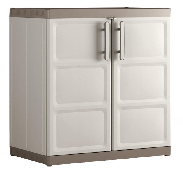 Armoire basse en résine Excellence 89x93x54 cm couleur beige 2 portes