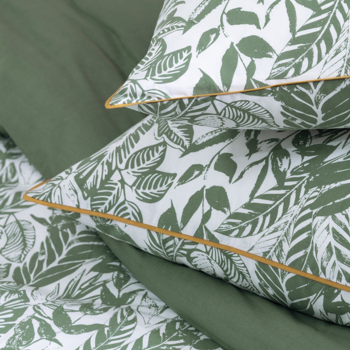 Parure de lit 2 personnes tropical réversible unie 240x220cm - 2