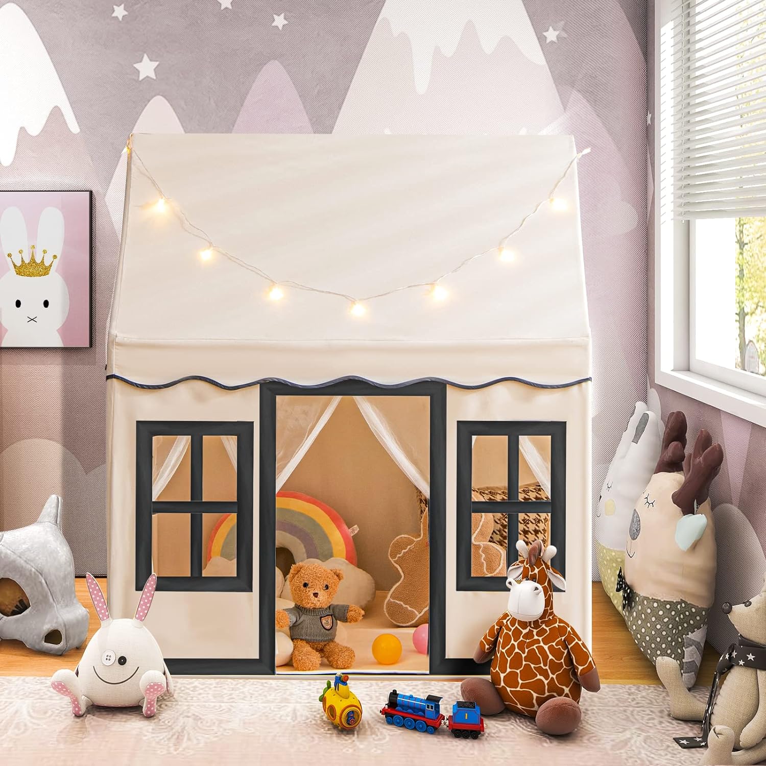 Snookids® Tente Pour Enfants, Maison De Jeu Tente D'Intérieur Avec Matelas Et Lumières, Pour Chambre D'enfants, Coin Douillet Pour Enfants, Tente D'Intérieur Pour Enfants Petits De 3 À 13 Ans | Votre
