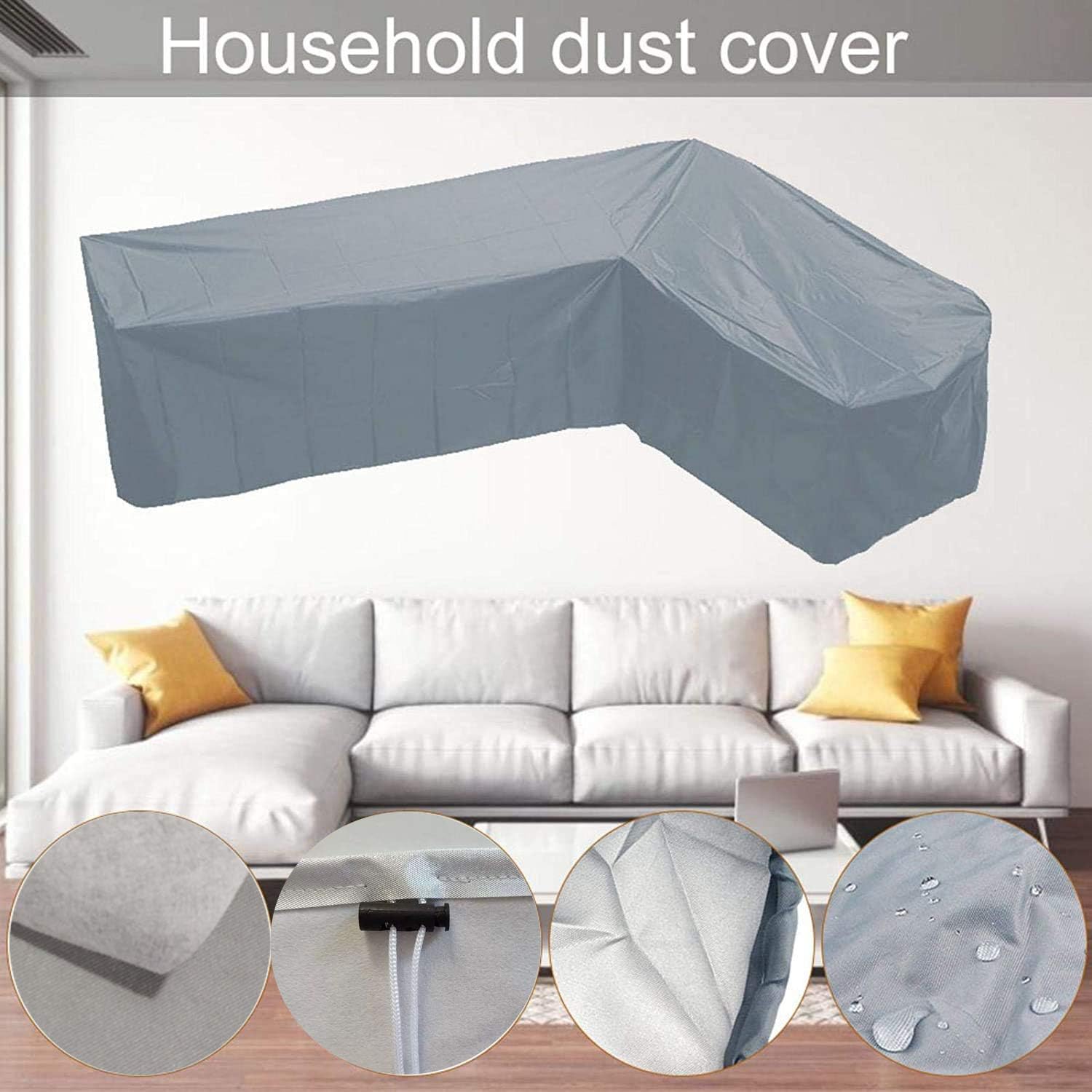 Funda de sofá de esquina de jardín, funda impermeable, funda protectora de sofá impermeable, 270*270x90cm - 2