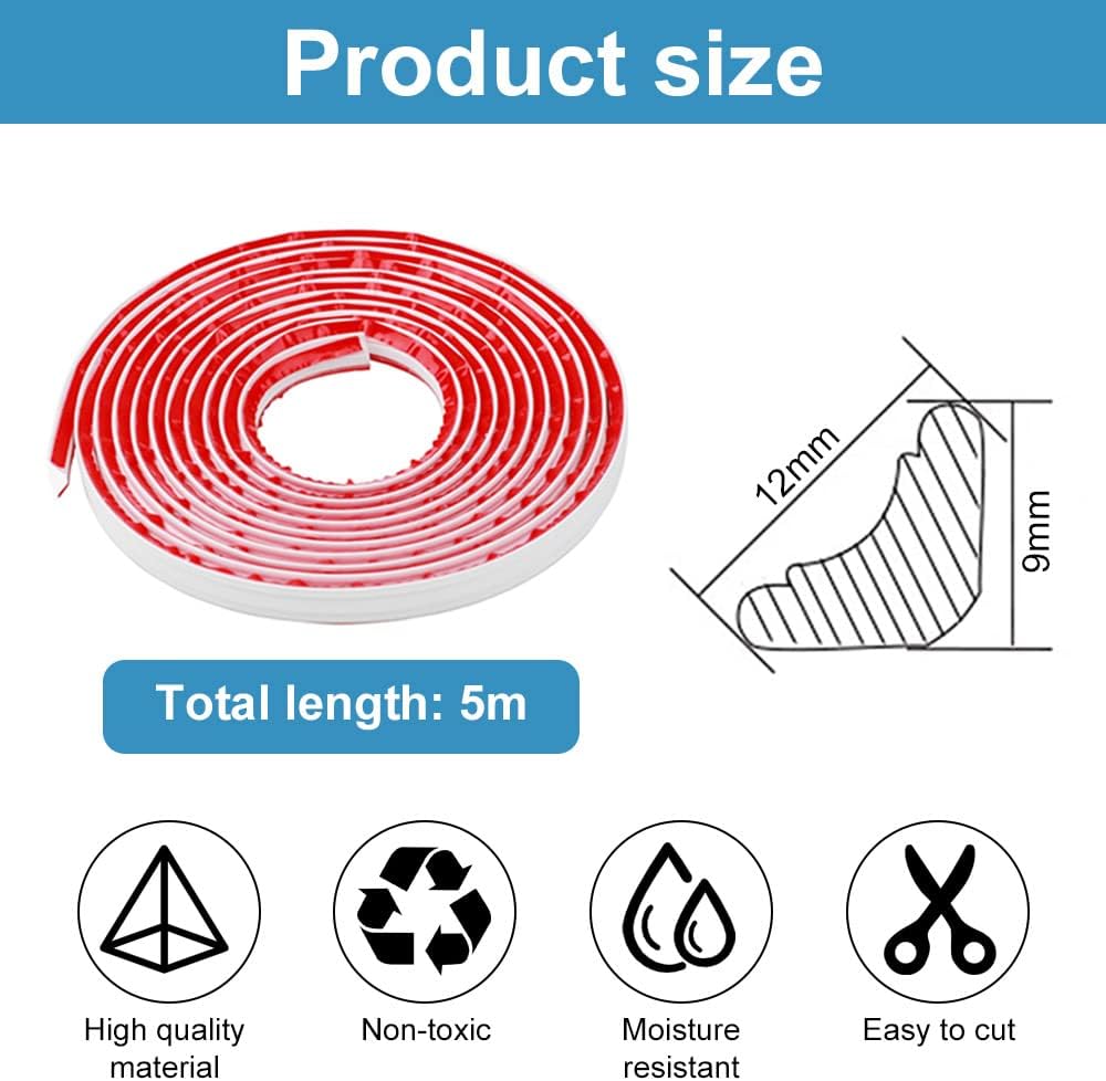 Moulure Autocollante Flexible 5m - Quart de Rond PVC Blanc Étanche - Moulage Adhésif en Plastique pour Joints de Mur - 2