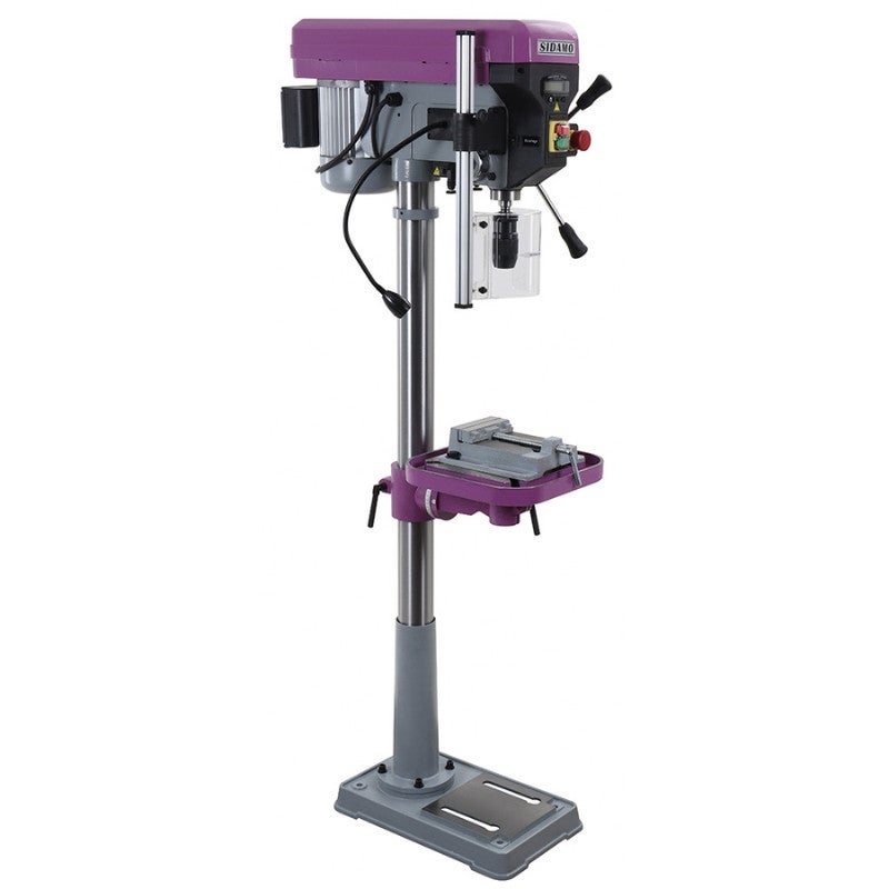Perceuse à Colonne SIDAMO PE22A Mono 550W – Avec étau, Mandrin, Brides – 5 Vitesses – Perçage Métal, Bois, Plastique – Colonne En Fonte
