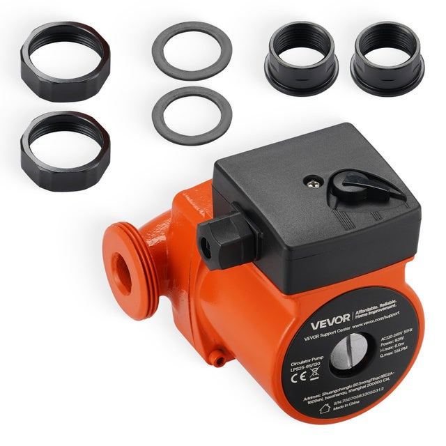 Pompe circulation d'eau chaude en fonte VEVOR, 55 L/min, raccord fileté, réglage à 3 vitesses, fonctionnement silencieux, pour système de chauffage