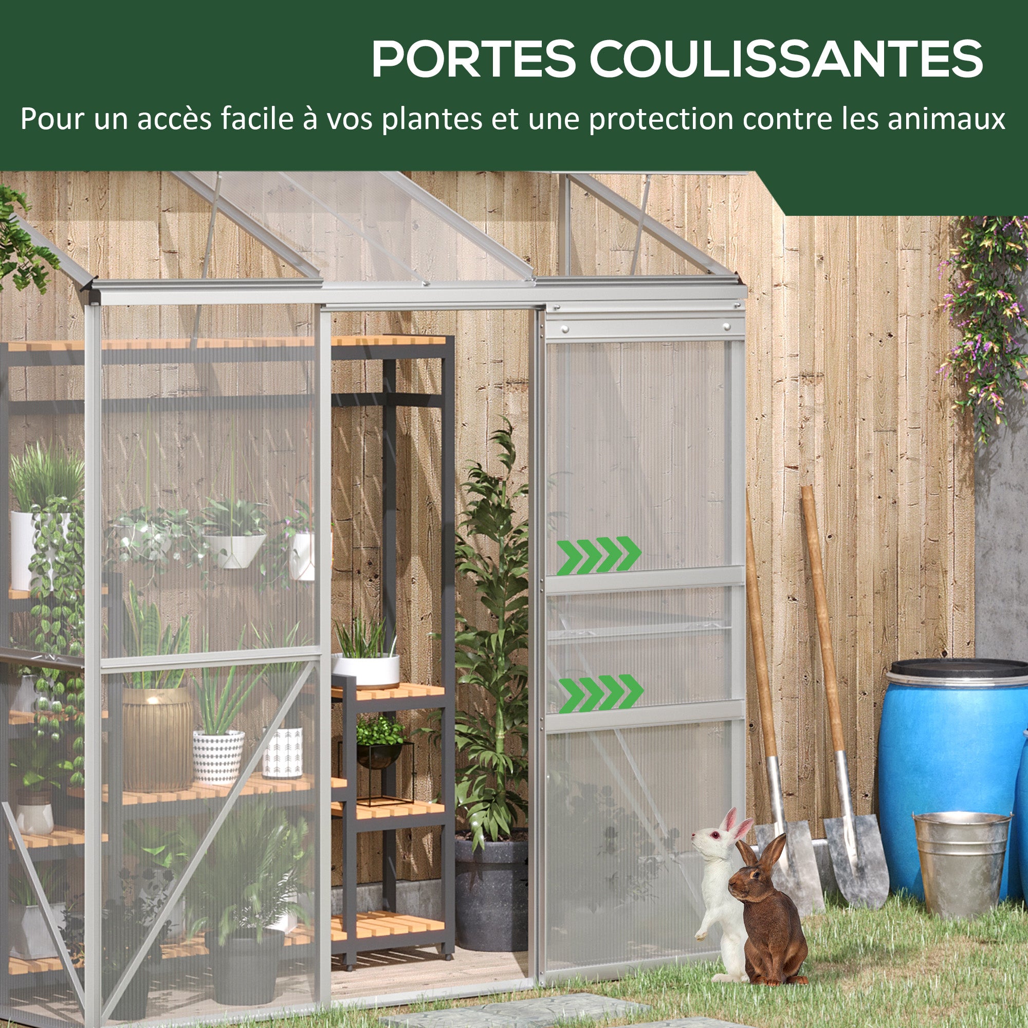 Serre adossée serre de jardin fenêtres ouvrables à 5 niveaux panneau en PC cadre aluminium 1,9 x 0,7 x 2 m transparent - 8