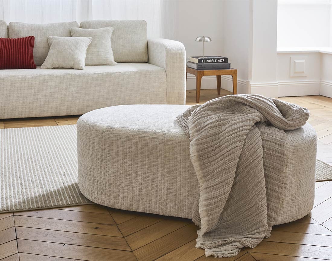 Pouf de rangement carré pliable en velours - 37.5 x H 37,5 cm - Gris clair