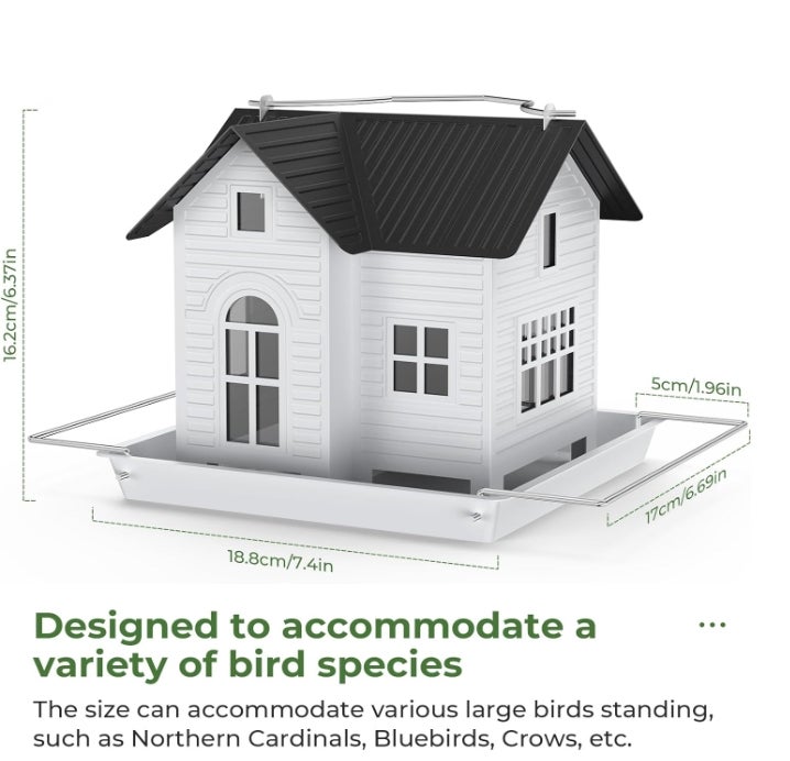 Mangeoire solaire pour oiseaux - Nichoir suspendu en métal avec lampes solaires, lanterne solaire d'extérieur, décoration de jardin, cadeaux uniques - 5