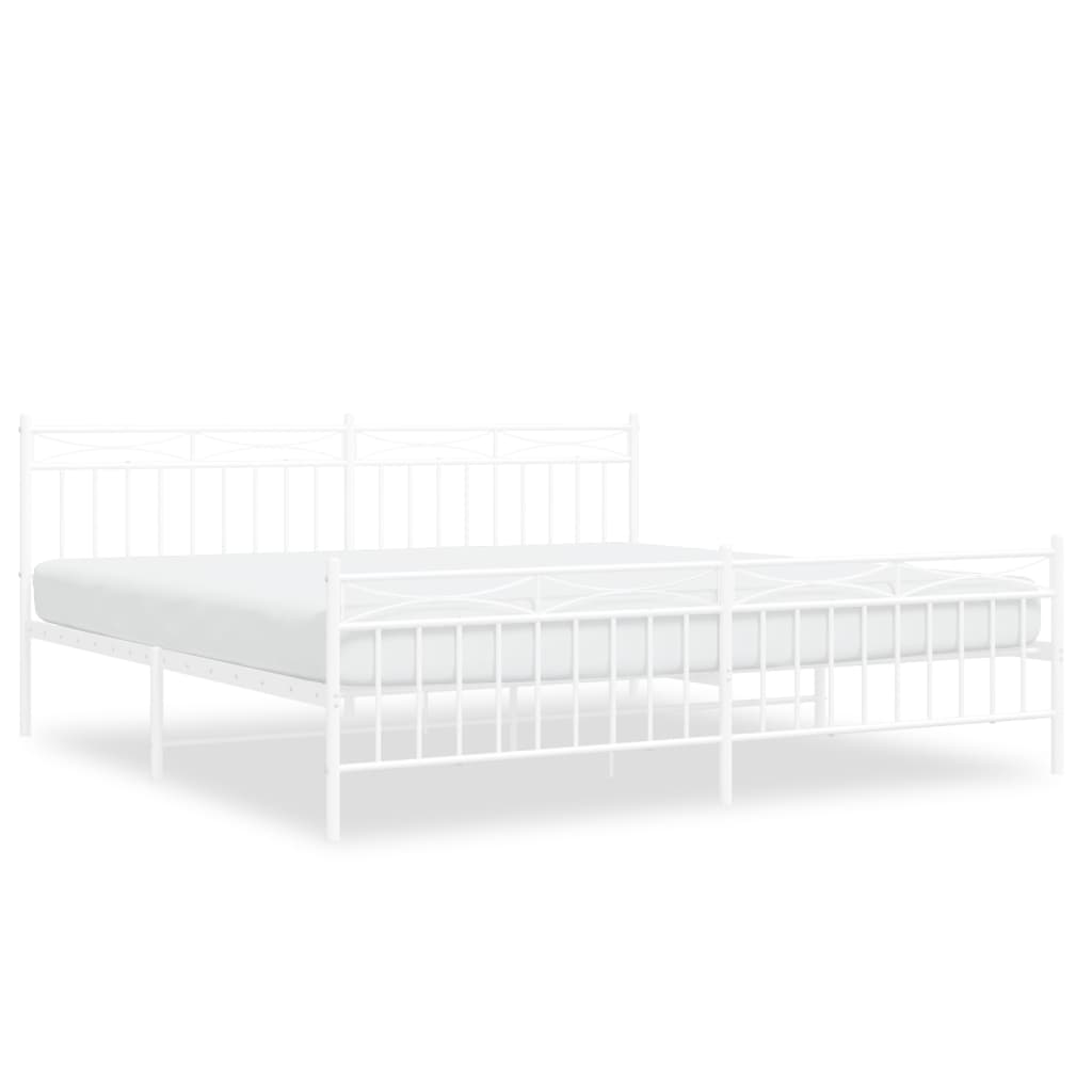 Cadre De Lit En Métal Blanc 180x200cm Avec Tête Et Pied De Lit – Neuf Sous Emballage