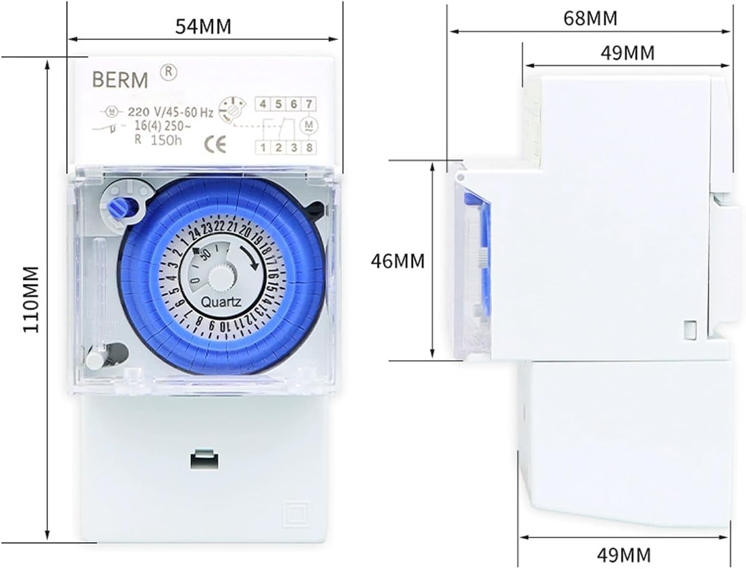 Minuterie Mécanique Étanche, Horloge Programmable 24h Programmateur pour Chauffe Eau Électrique - 2