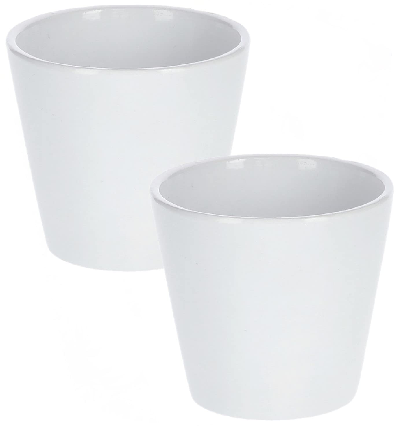 Zestaw 2x doniczka donica osłonka ceramiczna na kwiaty rośliny biała fi 9cm - KOTARBAU